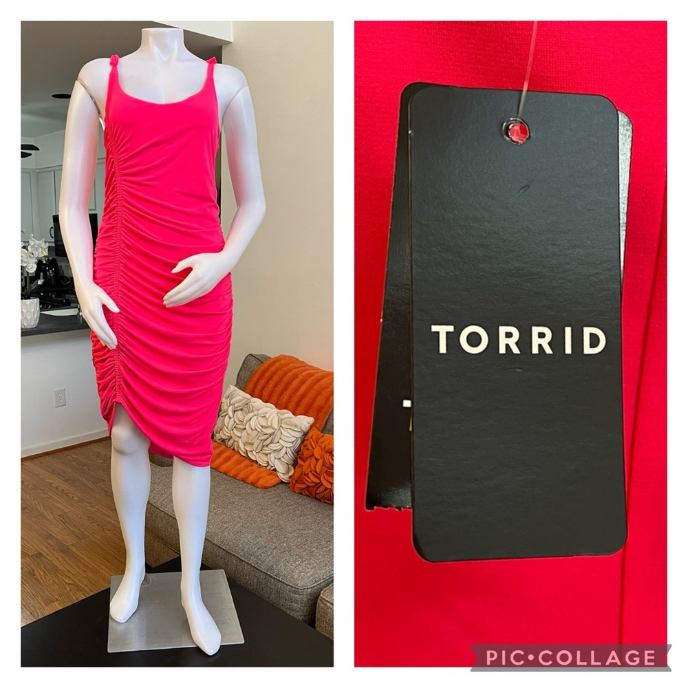 ❣️🆕Torrid Hot Pink Midi Studio Knit Bodycon Dress❣️